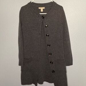 Banana Republic Heavy Gray Long Italian Yarn Wool Blend Button Up Sweater Size S